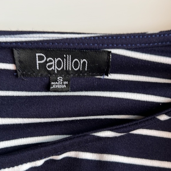Papillon Striped Belted Ponte Shift Dress, navy and white - Picture 5 of 9